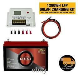 LiFePO4 1280WH Solar Charging Kit Lithium Iron Phosphate Battery, 30A Controller