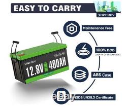 LiFePO4 12V 400Ah Lithium Battery BMS Off-Grid Solar Power WithChagrer Boat Marine