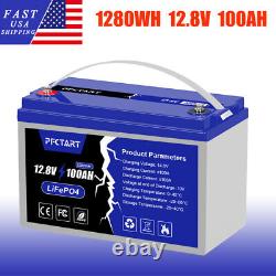 LiFePO4 12.8V 100AH Deep Cycle Lithium Iron Battery for RV Boat Solar Off Grid