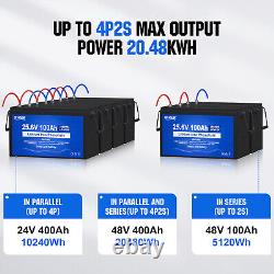 LiFePO4 24V 100Ah Lithium Battery BMS Solar Deep Cycle Off-grid RV Camper Marine