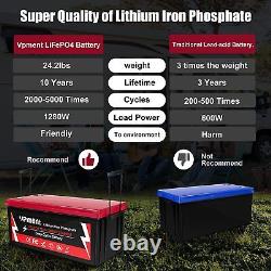 LiFePO4 Battery 12V 100AH/200Ah Rechargeable BMS for Solar Panel RV Camping