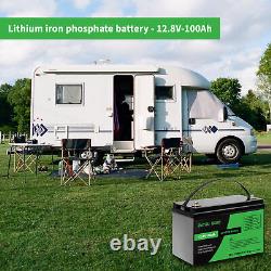 LiFePO4 Battery 12V 100Ah Lithium Iron Phosphate for Camping Boat Solar OffGrid