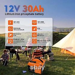 LiFePO4 Battery 12V 30Ah Lithium Iron Phosphate Deep Cycle BMS Home RV Camping