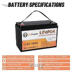 LiFePO4 Battery 12V Volts 100Ah Lithium Iron Battery for Solar Pannel RV Boat