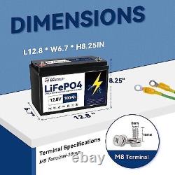 LiFePO4 Lithium 12V 100Ah Battery Pack for RV Marine Solar System with 100A BMS