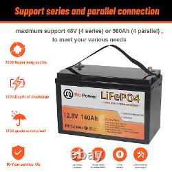 LiFePO4 Lithium-Iron 12V 140Ah Phosphate Battery For Deep Cycle RV Solar System