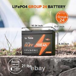 LiTime 12V 100Ah BCI Group 24 LiFePO4 Lithium Battery Built-In 100A BMS 1280Wh