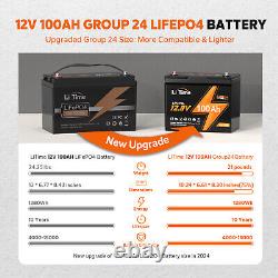 LiTime 12V 100Ah BCI Group 24 LiFePO4 Lithium Battery Built-In 100A BMS 1280Wh