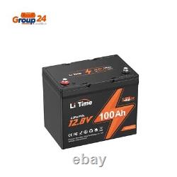 LiTime 12V 100Ah BCI Group 24 LiFePO4 Lithium Battery Built-In 100A BMS 1280Wh