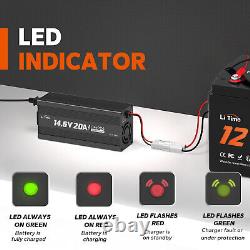 LiTime 14.6V 20A AC-DC Smart Charger for Deep Cycle Rechargeable Lithium LiFePO4