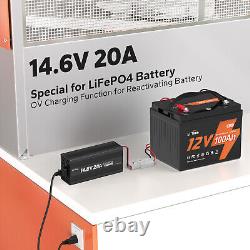 LiTime 14.6V 20A AC-DC Smart Charger for Deep Cycle Rechargeable Lithium LiFePO4