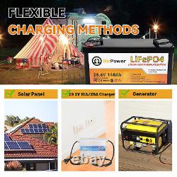 LifePO4 24V 140Ah Lithium Battery Deep Cycle 2.56KWh for RV Off-grid Solar 25.6V