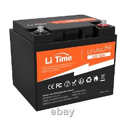 Litime 12V 50Ah LiFePO4 Lithium Battery Deep Cycles for RV Trolling Motor Solar