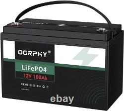 OGRPHY 12V 100Ah LiFePO4 Battery, Built-in 100A BMS, for RV, Golf Car etc (Used)