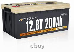 POWER QUEEN 12.8V 200Ah Lifepo4 Battery, 2560Wh Lithium Iron Phosphate Battery