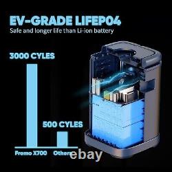 Portable Battery Power Station LiFePo4, 662Wh up 2 1000W AC Output, Solar-Ready