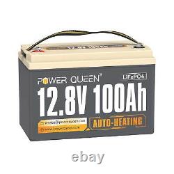 Power Queen 12V 100Ah Auto-Heating LiFePO4 Lithium Battery BMS Support Low Temp