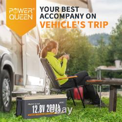Power Queen 12V 200Ah LiFePO4 Lithium Battery 2560Wh withBMS for Solar RV Marine