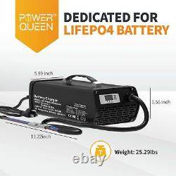 Power Queen 14.6V 40A Smart LiFePO4 Charger for 12V 100Ah 200Ah Lithium Battery
