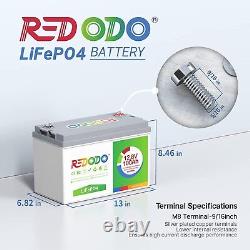 Redodo 12V 100Ah Lithium Battery Deep Cycle LiFePO4 for Trolling Motor RV Solar