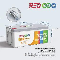 Redodo 24V 200Ah LiFePO4 Lithium Battery 200A BMS 5120Wh Energy 4000-15000 Cycle