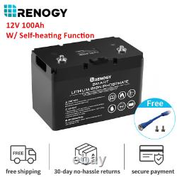 Renogy 12V 100Ah SMART LiFePO4 Lithium Iron Battery Self-heating Deep Cycle BMS