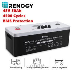 Renogy 48V 50Ah Smart LiFePO4 Lithium Iron Battery Deep 4500 Cycles BMS Battery