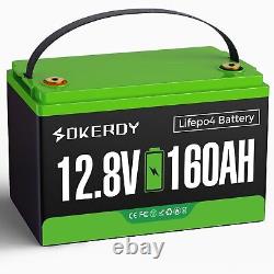 SOKERDY 12V 160Ah LiFePO4 Lithium Battery Built-in BMS for RV Off-Grid Solar
