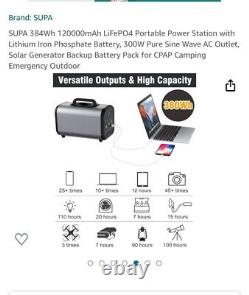SUPA 384Wh 120000mAh LiFePO4 Portable Power Station with Lithium Iron Phosphate