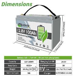 TCBWORTH 12V 100AH LiFePO4 BMS 4000+ Deep Cycles Solar RV Boat 10-Year Lifetime