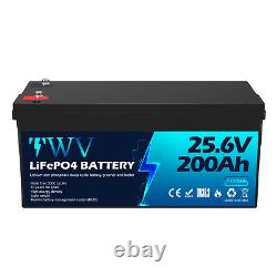 TWV 24V 200Ah Lithium LiFePO4 Rechargeable Battery with 200A BMS for RV Off-Grid