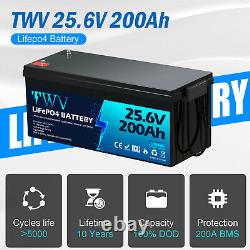 TWV 24V 200Ah Lithium LiFePO4 Rechargeable Battery with 200A BMS for RV Off-Grid