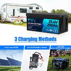 TWV 24V 200Ah Lithium LiFePO4 Rechargeable Battery with 200A BMS for RV Off-Grid