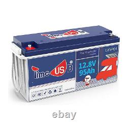 TimeUSB 12V 95Ah Lithium Battery Deep Cycle Rechargeable LiFePO4 for Solar RV