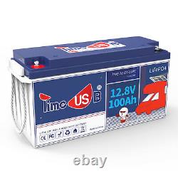Timeusb 12V 100Ah LiFePO4 Lithium Deep Cycle Battery for RV Off-grid Solar