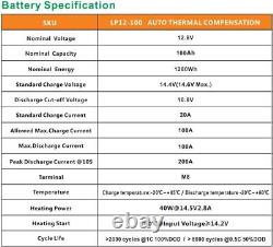 WEIZE Lithium 100Ah LiFePO4 Battery with Self-Heating Function Up to 8000 Cycles