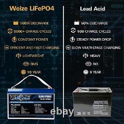 WEIZE Lithium 100Ah LiFePO4 Battery with Self-Heating Function Up to 8000 Cycles