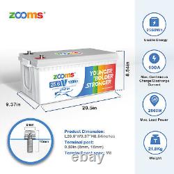 Zooms 24V 100Ah Lithium Battery Deep Cycle LiFePO4 for RV Solar Off-Grid Marine