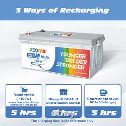 Zooms 24V 100Ah Lithium Battery Deep Cycle LiFePO4 for RV Solar Off-Grid Marine